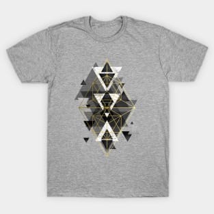 Black White and gold Geometric T-Shirt